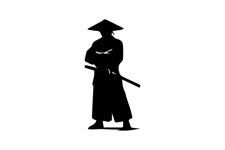 Samurai Standing Calm Silhouette Illustration Design example image 1