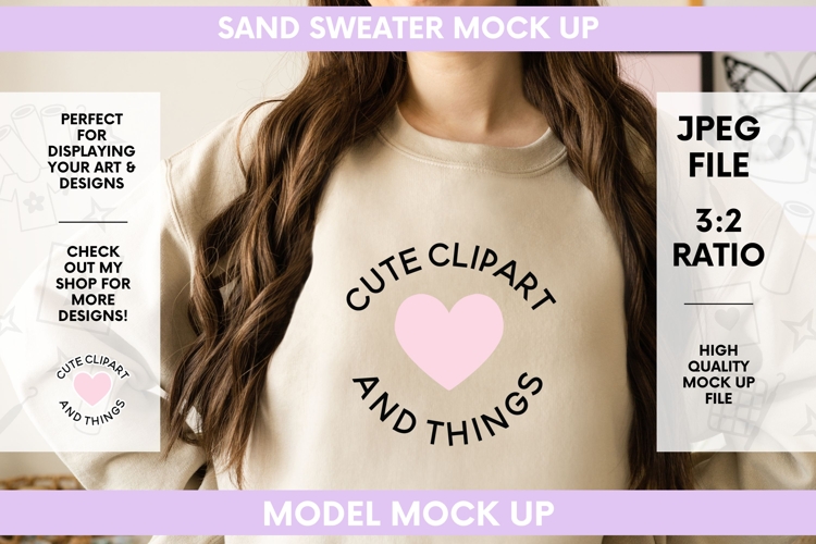 Sweater Mock Up | Sand Sweater Brunette Mock Up