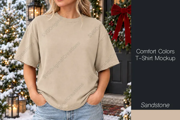 Comfort Colors 1717 t-shirt mockup - Sandstone Color