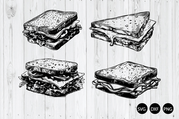 Sandwich SVG, Delicious Food SVG, Club Sandwich SVG