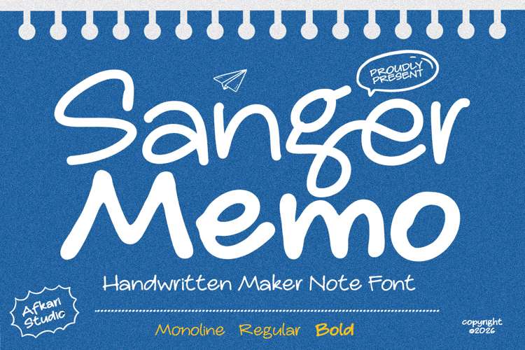 Sanger Memo - Handwritten Marker Note Font