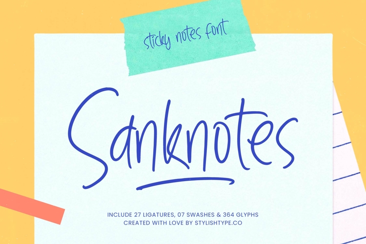 Sanknotes - Sticky Notes Font