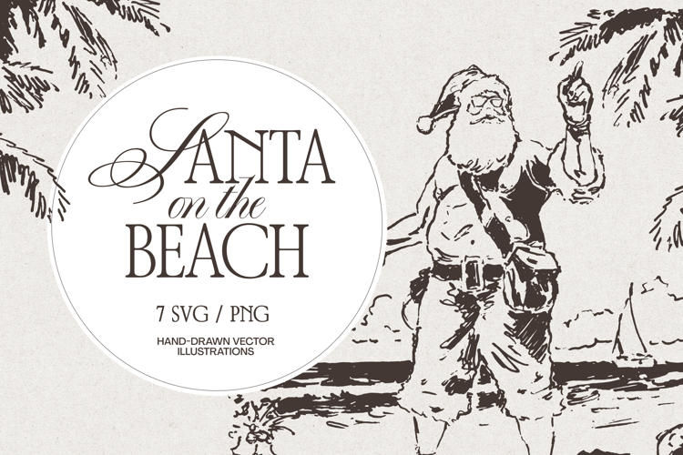 Santa Beach Vacation Sketches