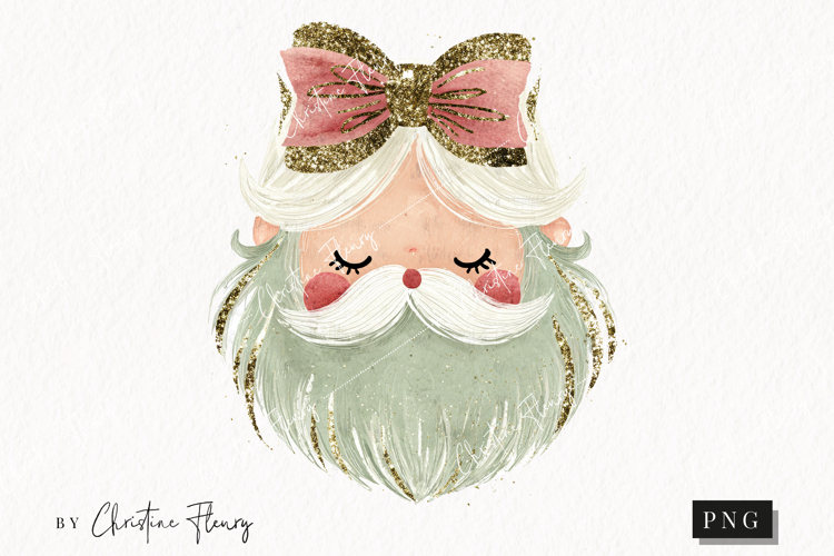 Brush Stroke Santa Claus Clipart | Preppy Christmas PNG