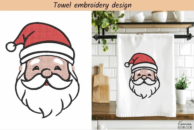 Funny Santa Head|Christmas Embroidery