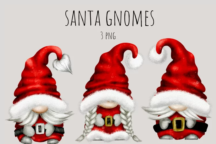 Santa Gnomes Christmas Gnomes Clipart PNG