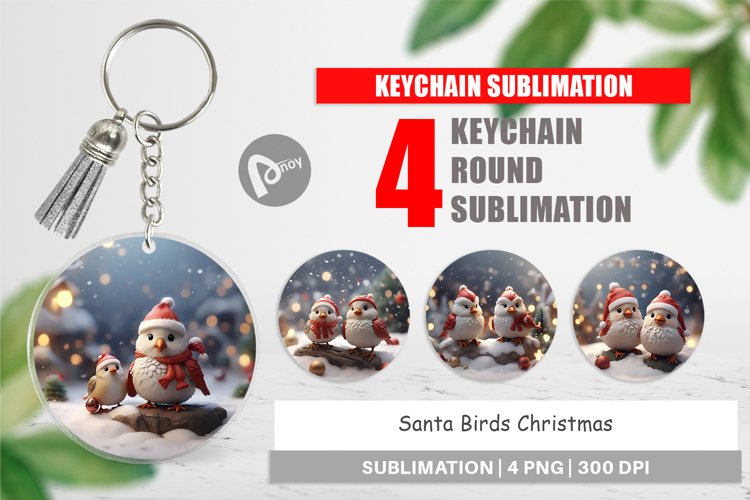 Keychain Santa Birds Christmas