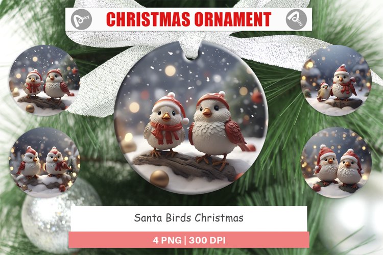 Christmas Ornaments Santa Birds