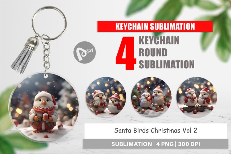 Keychain Santa Birds Christmas