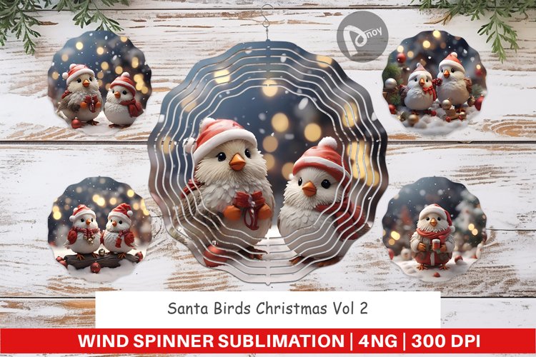 Wind Spinner Santa Birds Christmas