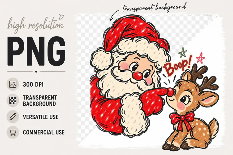 Boop png, Santa png, Reindeer png, Cute Christmas Clipart