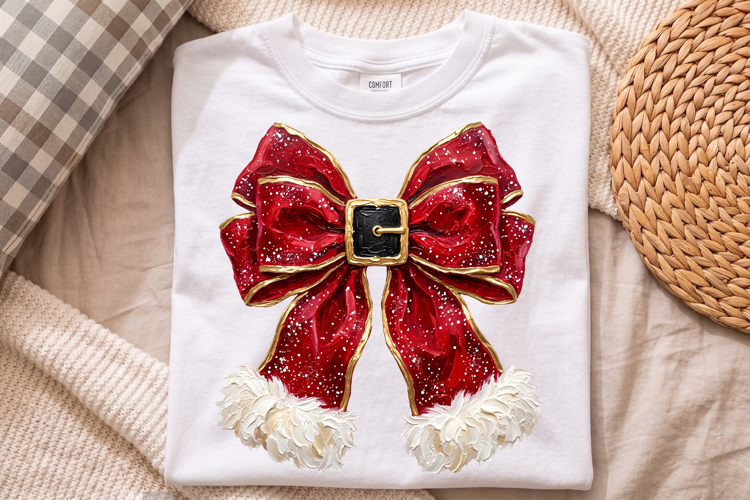 Santa Bow Png, Red Christmas Belt Buckle Ribbon