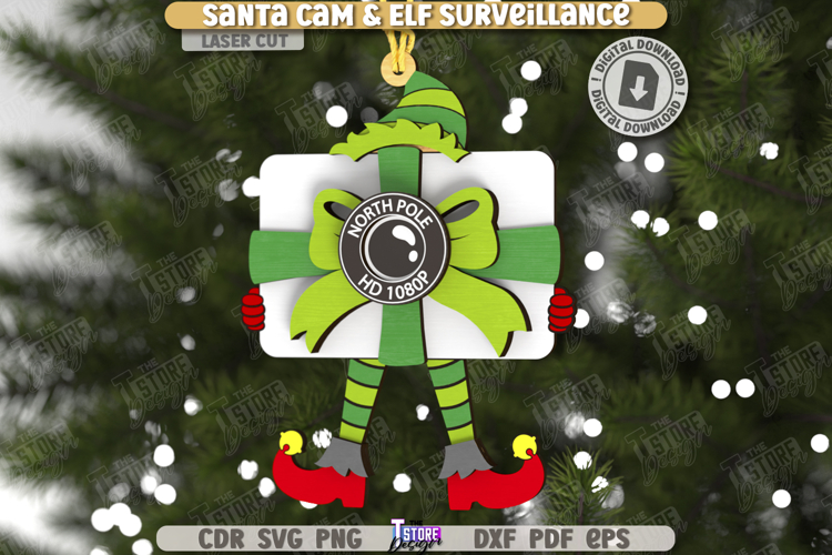 Santa Cam Laser Cut| Elf Surveillance SVG|Christmas Ornament