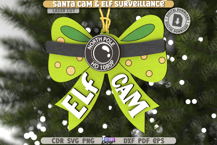 Santa Cam Laser Cut| Elf Surveillance SVG|Christmas Ornament