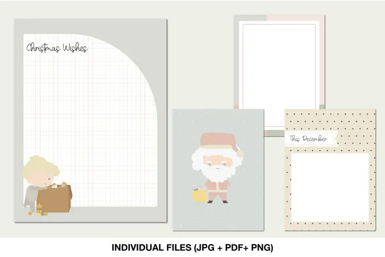 Santa Christmas Journaling Cards 3x4 Printable