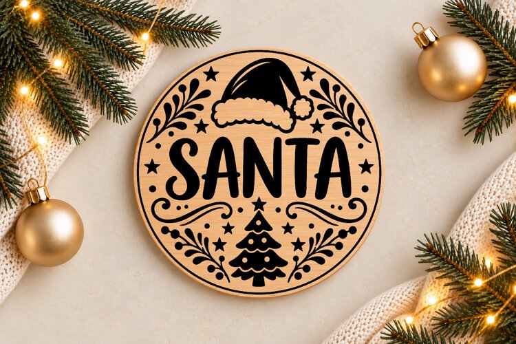 Santa Christmas Ornament Laser Cut SVG example image 1