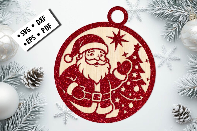 Santa Christmas Ornament Laser Cut SVG DXF EPS PDF File