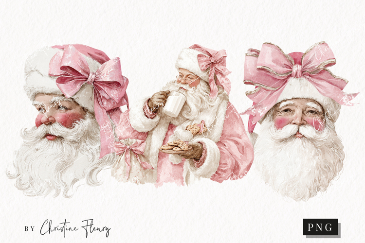 Coquette Santa Claus Clipart | Pink Christmas PNG
