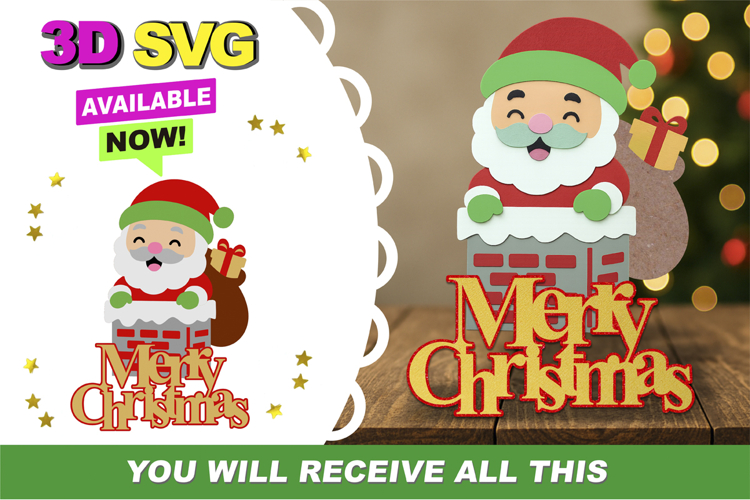 Santa Chimney 3D SVG