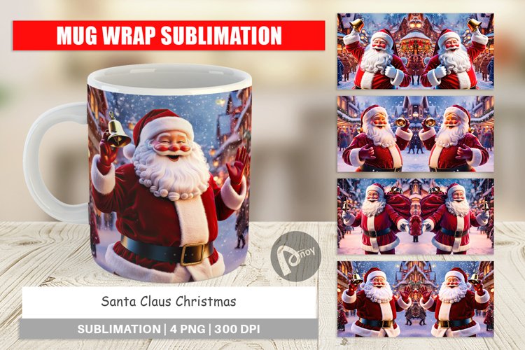 Mug Wrap Design Holiday Santa Claus