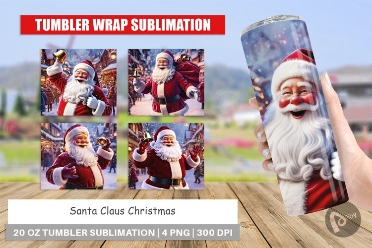 Tumbler Wrap Holiday Santa Claus