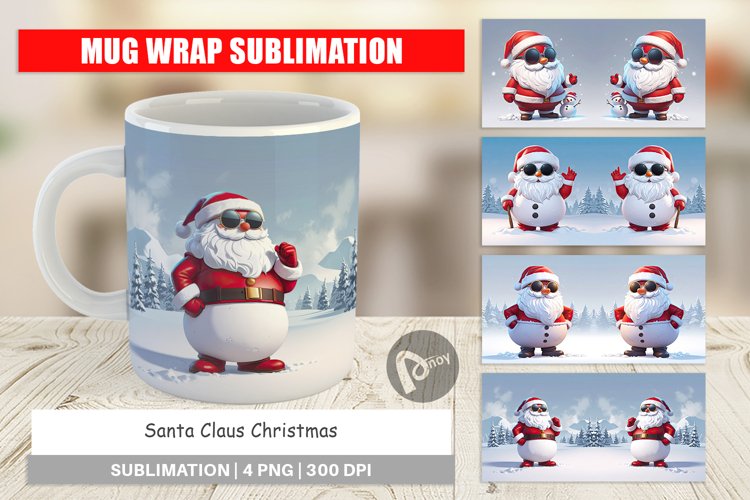 Mug Wrap Design Santa Claus Christmas
