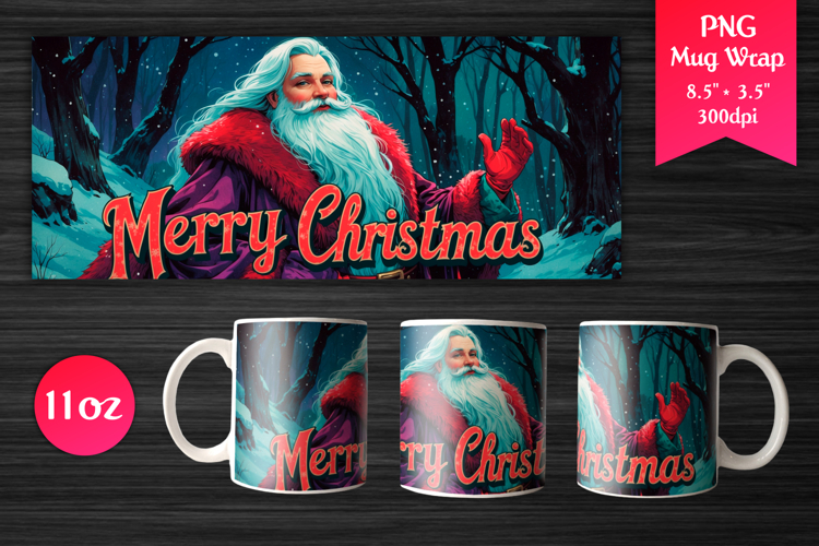 Santa Claus Christmas 11oz Mug Wrap | Merry Christmas PNG