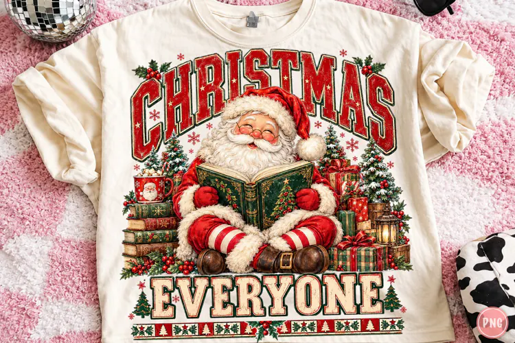 Santa Claus Christmas Book Lover PNG