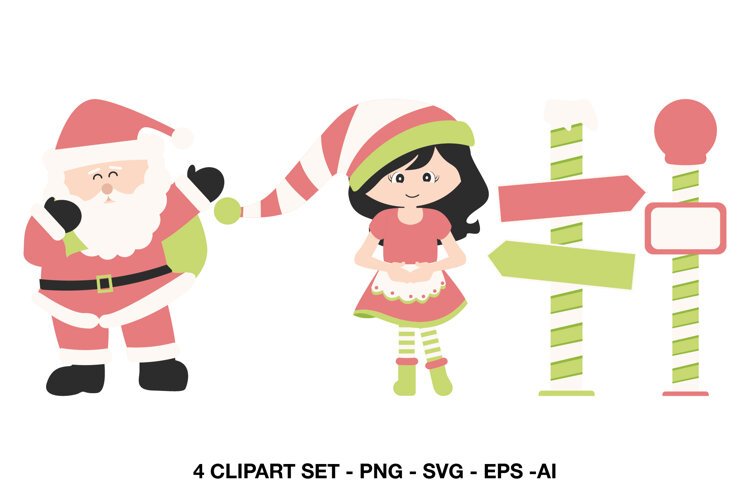 Cute Santa Claus carrying a green Christmas gift sack
