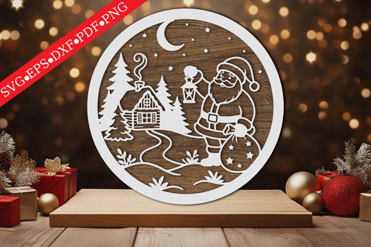 Santa Claus Christmas Ornament SVG example image 1
