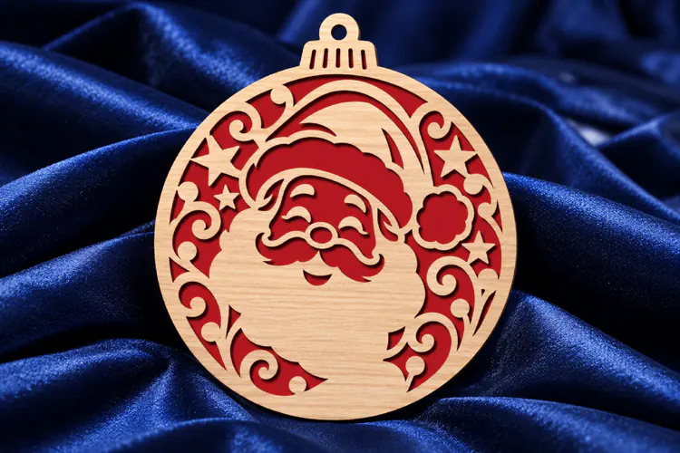 Santa Claus Christmas Ornament SVG, Laser Cut Glowforge File