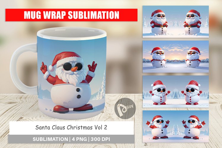 Mug Wrap Design Santa Claus Christmas