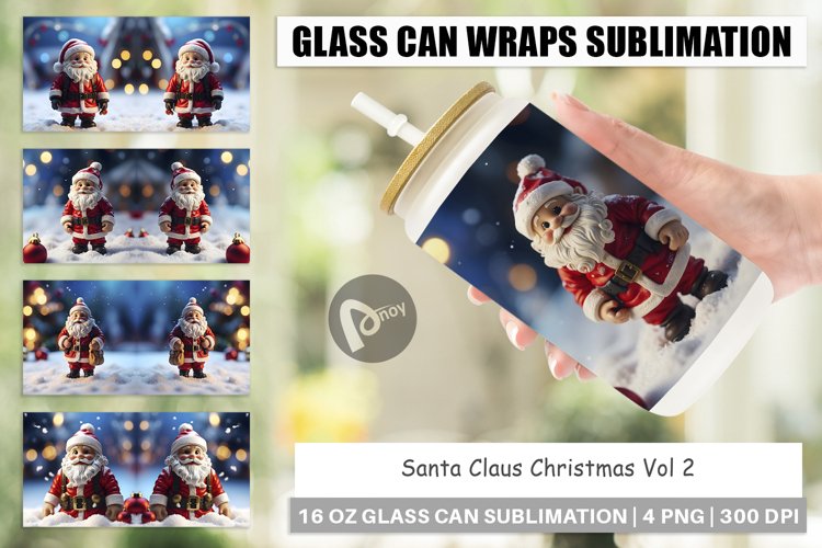 Glass Can Wraps Santa Claus Christmas