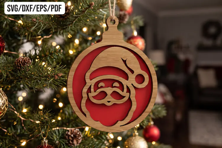 Santa Claus Christmas Wooden Ornament Laser Cut