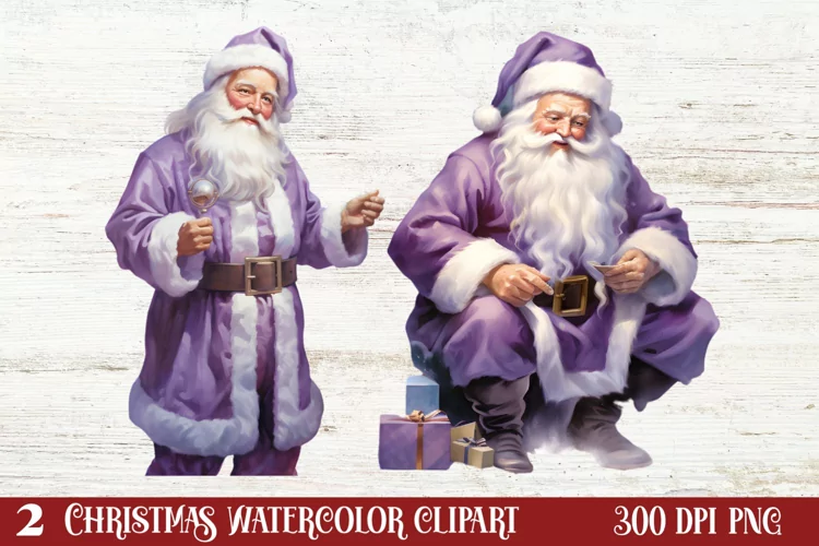 Christmas Purple Santa Claus Sublimation, Christmas PNG