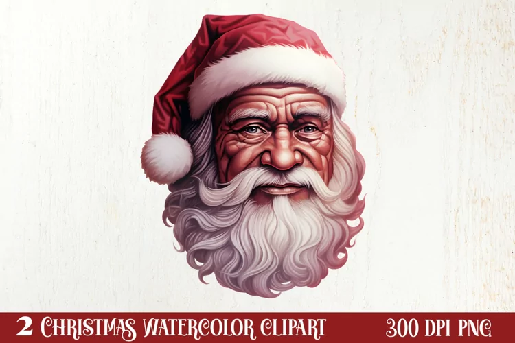 Vintage Black Pink Santa Claus Sublimation Clipart