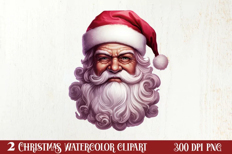 Vintage Black Pink Santa Claus Sublimation Clipart