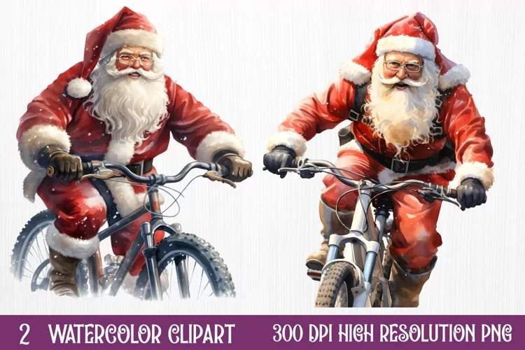 Watercolor Santa Claus Sublimation Clipart, Santa PNG