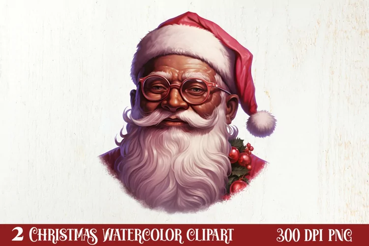 Vintage Black Pink Santa Claus Sublimation Clipart