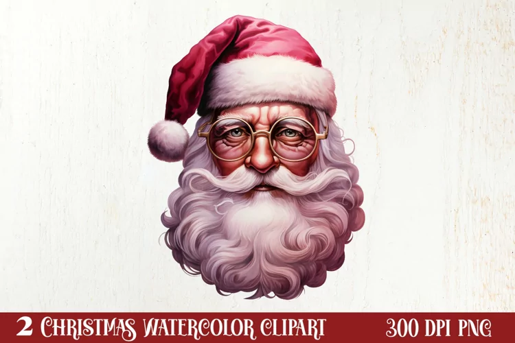 Vintage Black Pink Santa Claus Sublimation Clipart