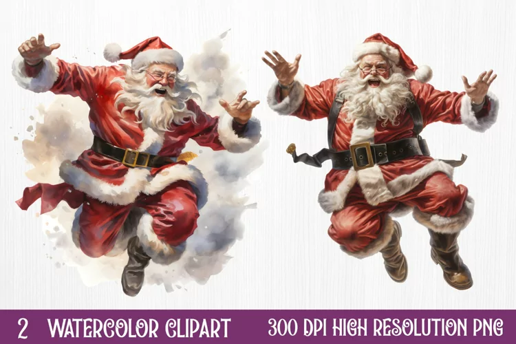 Watercolor Santa Claus Sublimation Clipart, Santa PNG