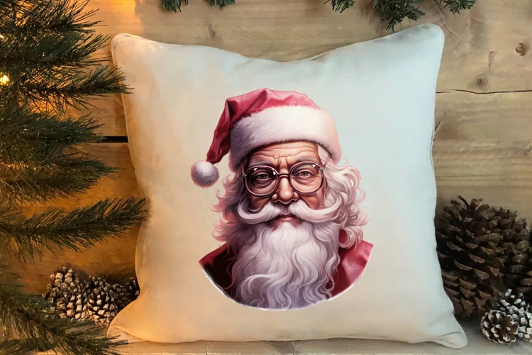 Vintage Black Pink Santa Claus Sublimation Clipart
