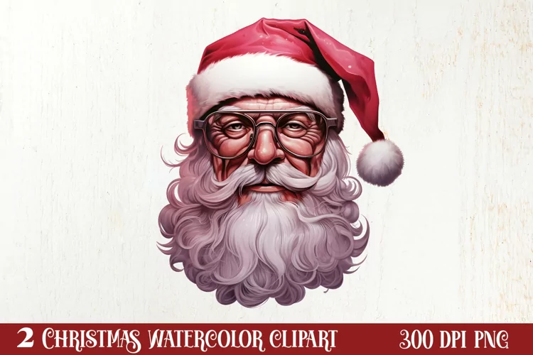 Vintage Black Pink Santa Claus Sublimation Clipart