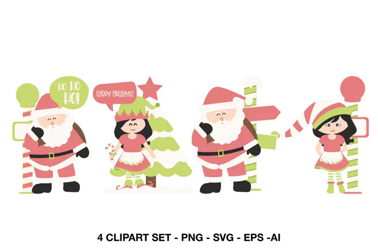 Santa Claus Christmas Clipart SVG Holiday Characters