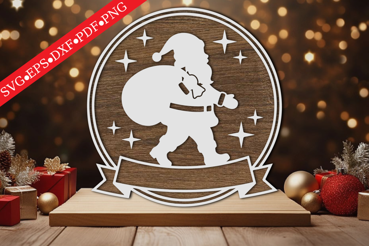 Santa Claus Round Sign SVG