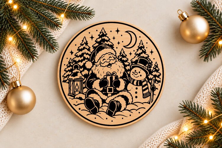 Santa Claus, Snowman & Penguin Christmas Scene Laser Cut example image 1