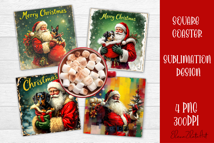 Christmas santa claus Sublimation Coaster Design