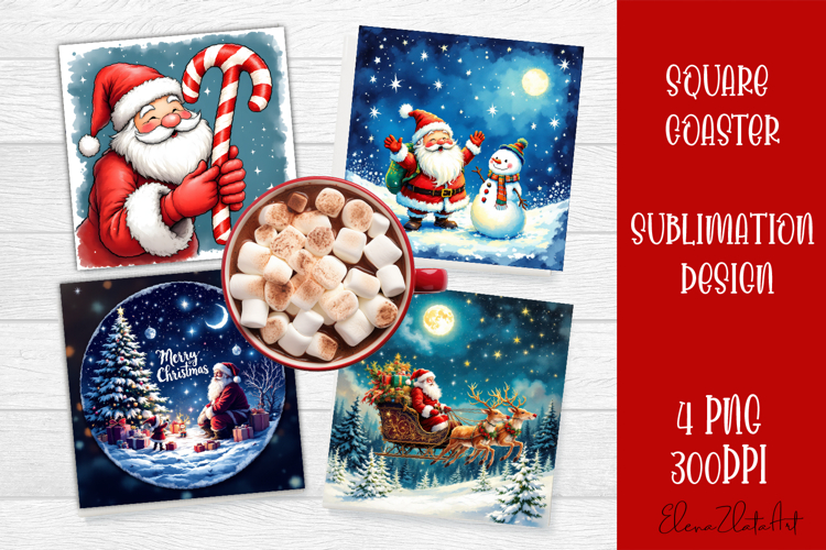 Christmas santa claus Sublimation Coaster Design