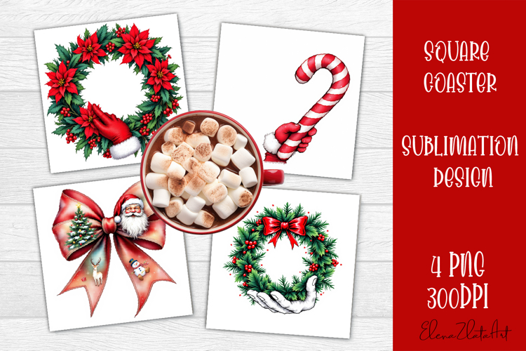 Christmas santa claus Sublimation Coaster Design