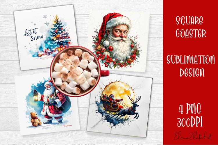 Christmas santa claus Sublimation Coaster Design